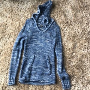 Blue Eddie Bauer knit sweater with hood